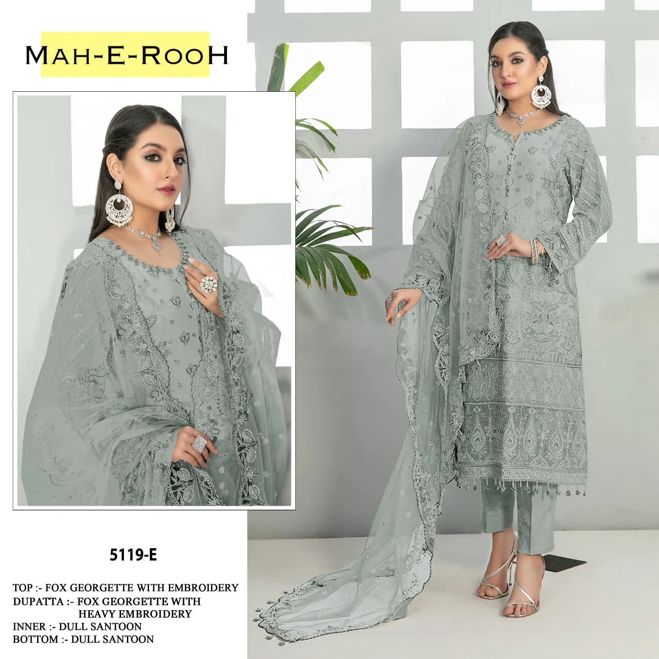 Mah E Rooh 5119 Embroidery Georgette Pakistani Suits Wholesale Shop in Surat
